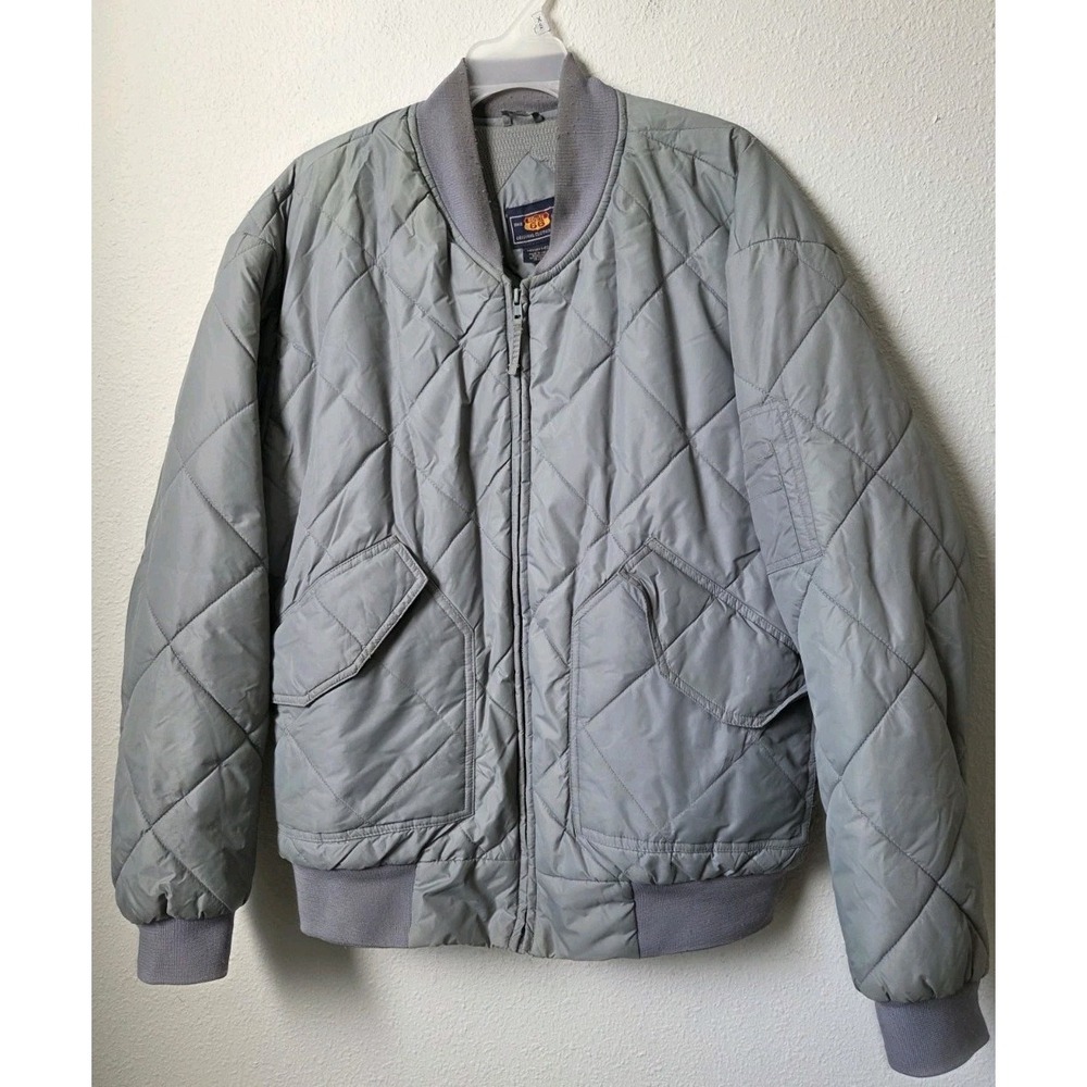Route 66 Quilted Bomber Jacket Mens Size Medium Green Puffer Full Zip